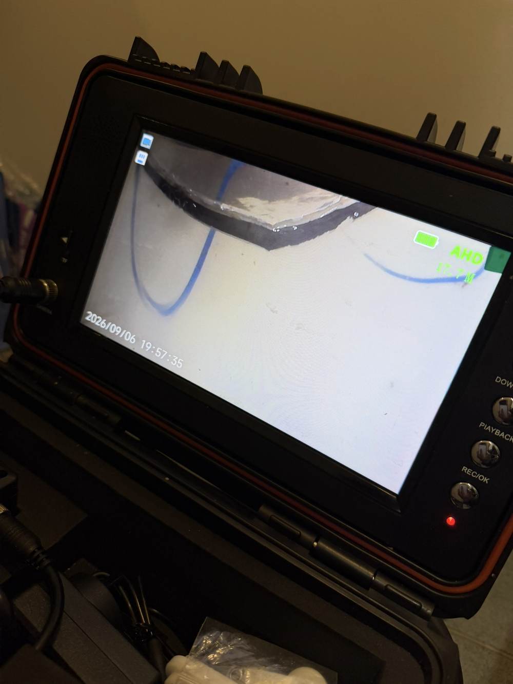 CCTV drain camera footage showing a broken PVC sewer bend found during inspection in Wantirna