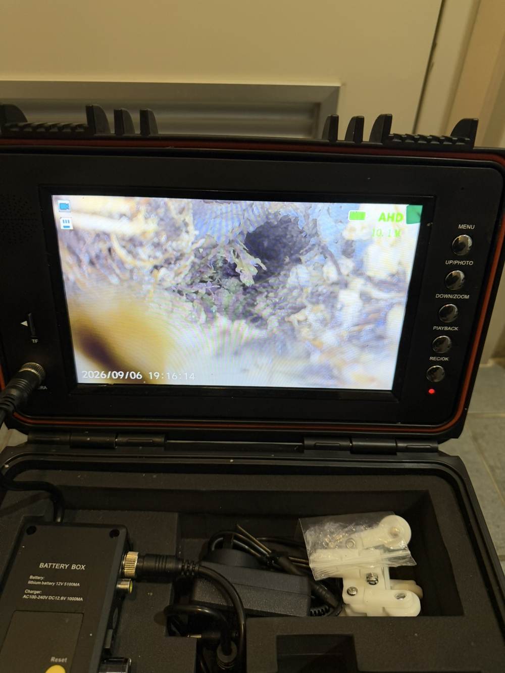 CCTV drain camera footage showing tree root intrusion inside a 100mm sewer line in Wantirna
